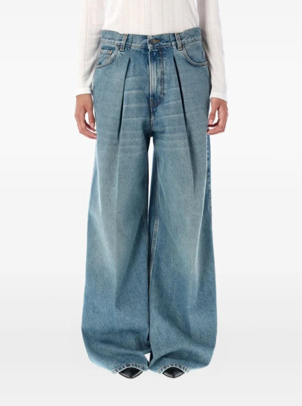 HAIKURE Candy Pleated Wide Leg Jeans Size 28